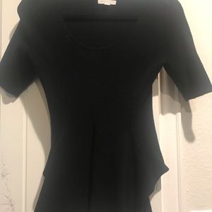 Black peplum stretchy blouse